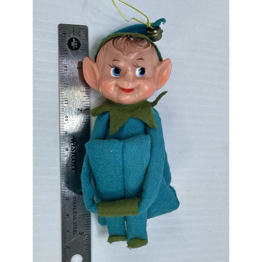 Vintage Knee Hugger Pixie Elf Christmas Ornament Shelf Sitter Made in Japan MCM